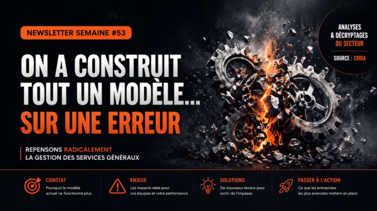 Un visuel noir et orange résume la newsletter CRDIA semaine 53 avec le titre « On a construit tout un modèle… sur une erreur ».
